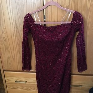 Cocktail party dress burgundy fits like a small
